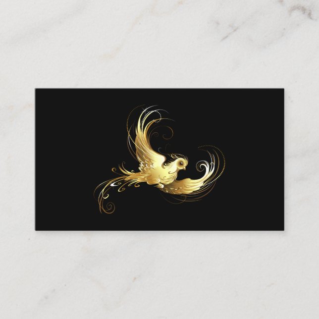 Golden Bird on Black Background Calling Card (Front)