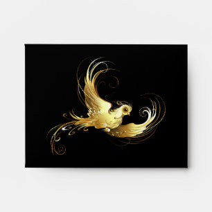 Golden Bird on Black Background Envelope
