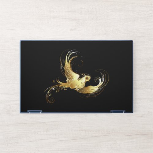 Golden Bird on Black Background HP Laptop Skin