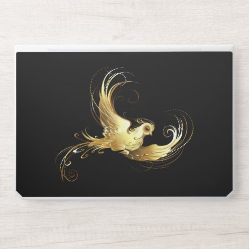Golden Bird on Black Background HP Laptop Skin