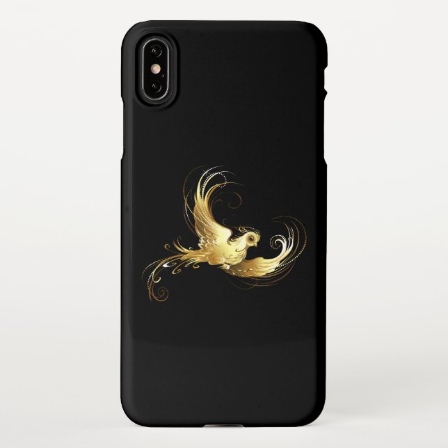 Golden Bird on Black Background iPhone Case (Back)