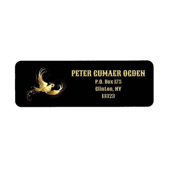 Golden Bird on Black Background Label (Front)