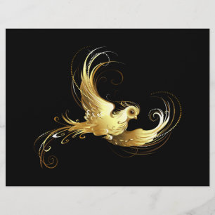 Golden Bird on Black Background Letterhead