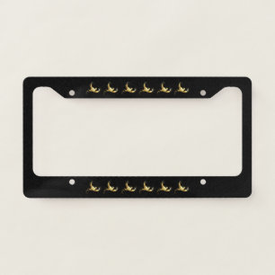 Golden Bird on Black Background License Plate Frame
