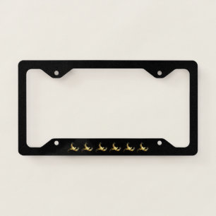 Golden Bird on Black Background License Plate Frame