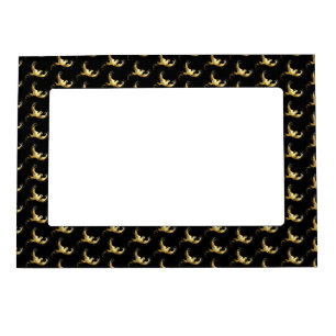 Golden Bird on Black Background Magnetic Frame