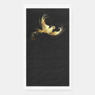 Golden Bird on Black Background Paper Guest Towels