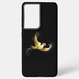 Golden Bird on Black Background Samsung Galaxy S21+ Case