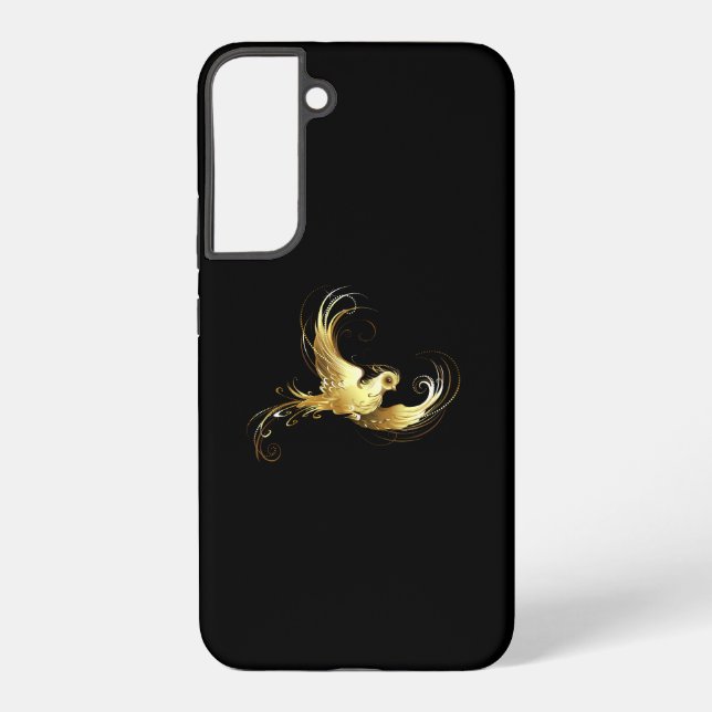 Golden Bird on Black Background Samsung Galaxy Case (Back)