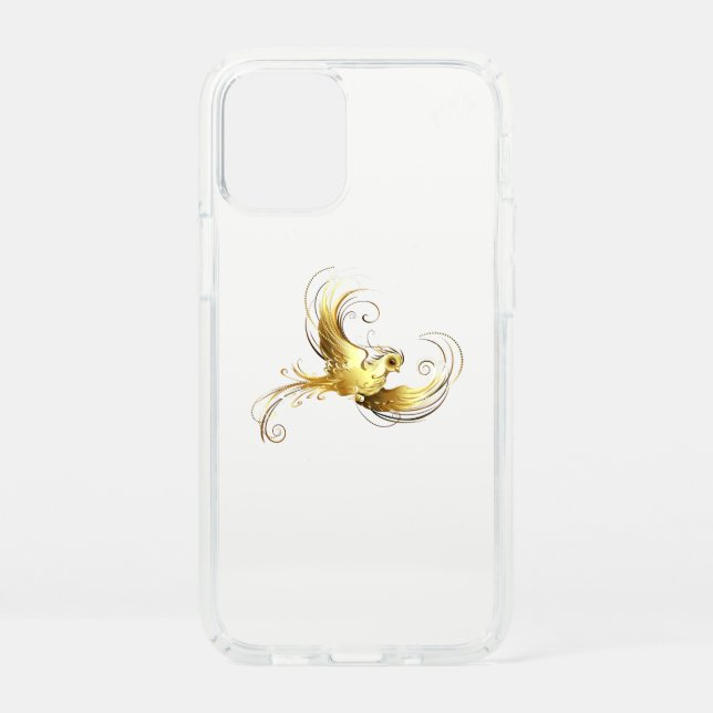 Golden Bird on Black Background Speck iPhone 12 Mini Case (Front)
