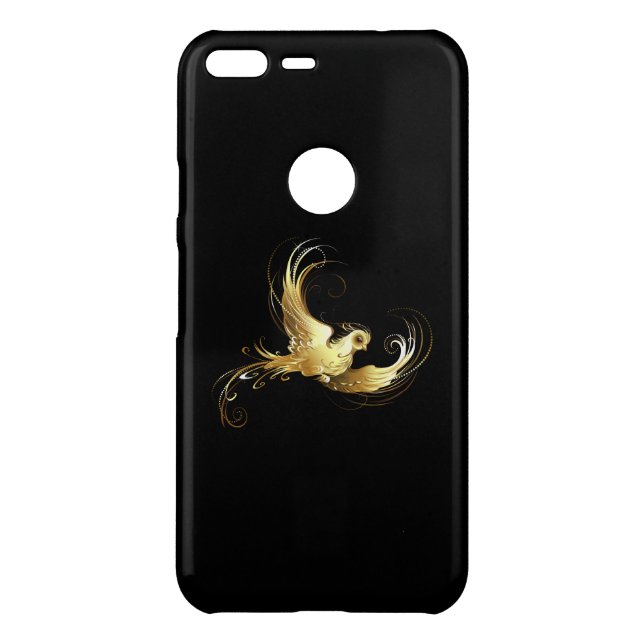 Golden Bird on Black Background Uncommon Google Pixel XL Case (Back)