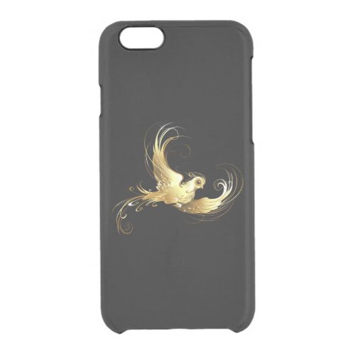 Golden Bird on Black Background Clear iPhone 66S Case