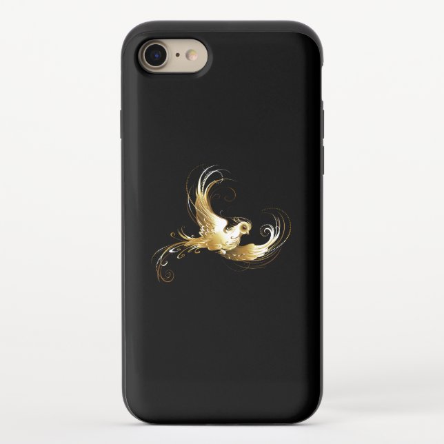 Golden Bird on Black Background Uncommon iPhone Case (Back)