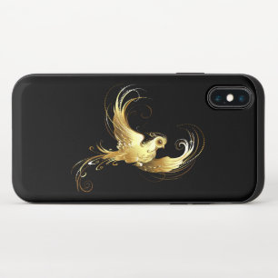 Golden Bird on Black Background iPhone X Slider Case
