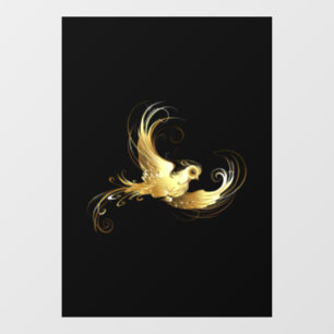 Golden Bird on Black Background Window Cling