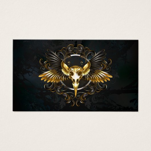 Golden Bird Skull on Black background (Front)