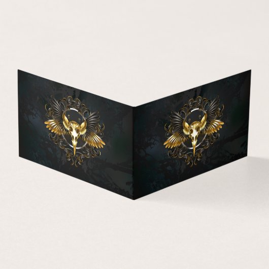 Golden Bird Skull on Black background (Outside)