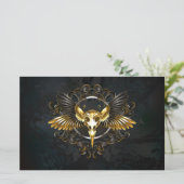 Golden Bird Skull on Black background (Standing Front)