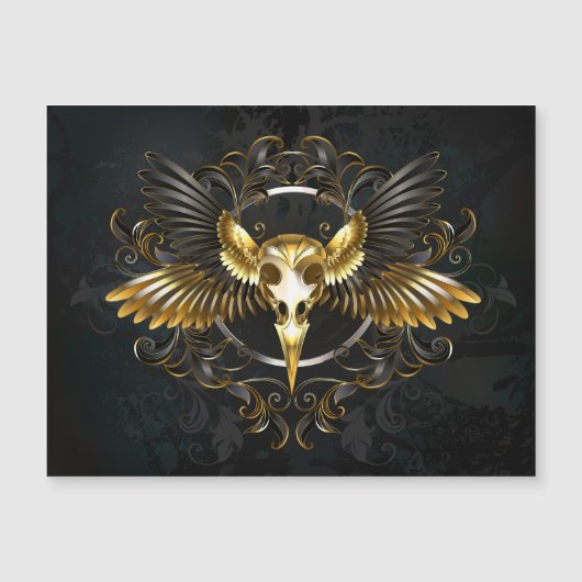 Golden Bird Skull on Black background (Front)