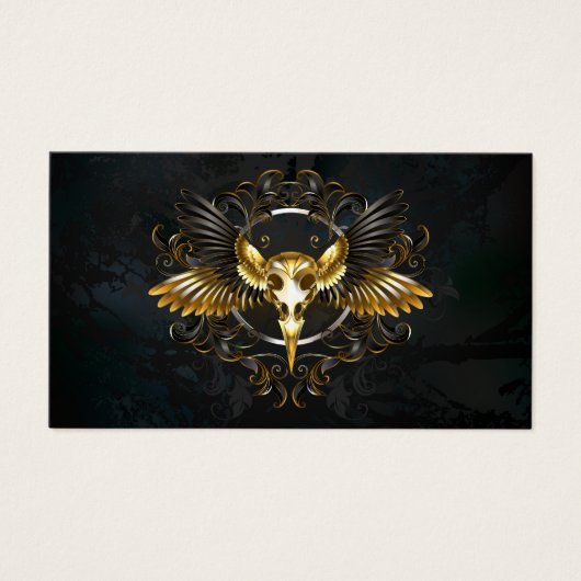 Golden Bird Skull on Black background (Front)