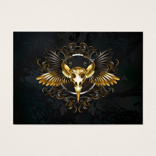 Golden Bird Skull on Black background (Front)