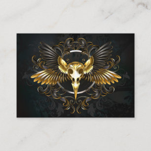 Golden Bird Skull on Black background Business Card