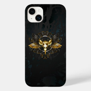 Golden Bird Skull on Black background Case-Mate iPhone 14 Plus Case