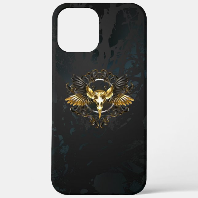 Golden Bird Skull on Black background Case-Mate iPhone Case (Back)