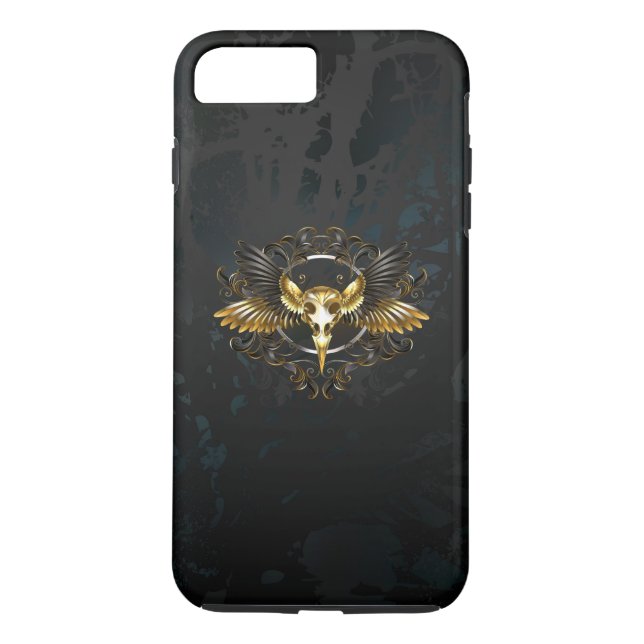 Golden Bird Skull on Black background Case-Mate iPhone Case (Back)