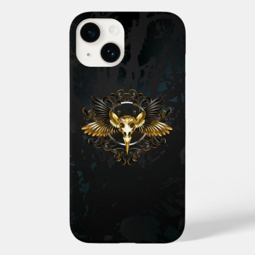 Golden Bird Skull on Black background Case_Mate iPhone 14 Case