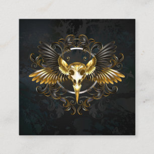 Golden Bird Skull on Black background Enclosure Card