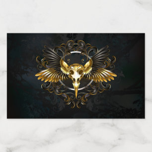 Golden Bird Skull on Black background Envelope Liner