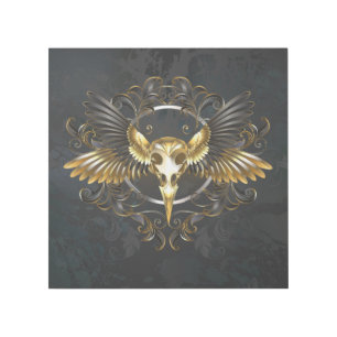Golden Bird Skull on Black background Gallery Wrap