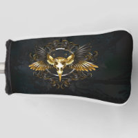 Golden Bird Skull on Black background