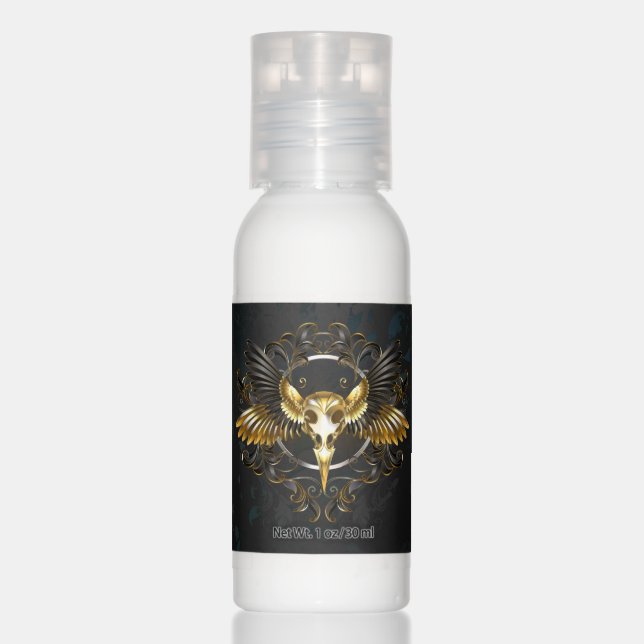 Golden Bird Skull on Black background Hand Lotion (Front)