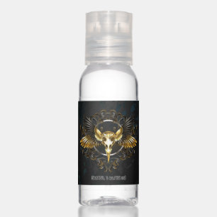 Golden Bird Skull on Black background Hand Sanitizer