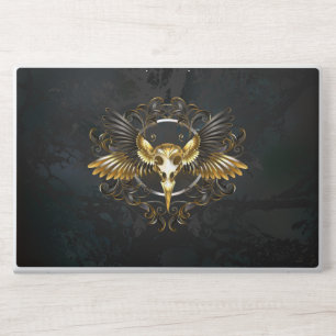 Golden Bird Skull on Black background HP Laptop Skin