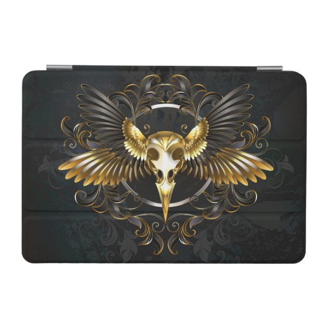 Golden Bird Skull on Black background iPad Mini Cover (Horizontal)