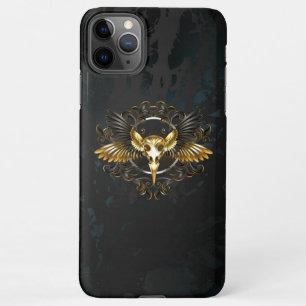 Golden Bird Skull on Black background iPhone 11Pro Max Case
