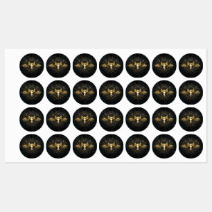 Golden Bird Skull on Black background Kids' Labels