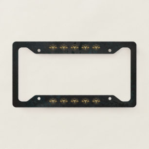 Golden Bird Skull on Black background License Plate Frame