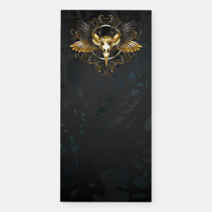 Golden Bird Skull on Black background Magnetic Notepad