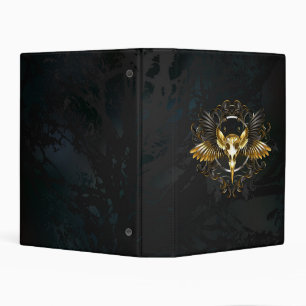 Golden Bird Skull on Black background Mini Binder