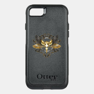 Golden Bird Skull on Black background OtterBox Commuter iPhone SE/8/7 Case