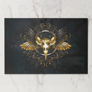 Golden Bird Skull on Black background Paper Pad