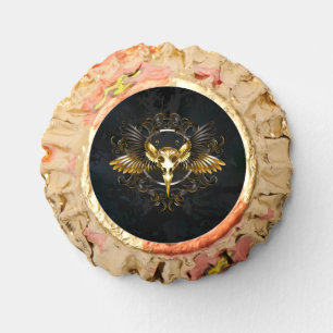 Golden Bird Skull on Black background Reese's Peanut Butter Cups