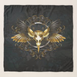 Golden Bird Skull on Black background Scarf<br><div class="desc">Artistically drawn,  symmetrical,  composition of black and gold,  bird wings,  golden,  bird skull decorated with gilded pattern on dark,  textured background.Gothic style</div>