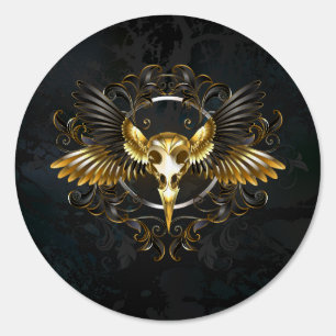 Golden Bird Skull on Black background Sign