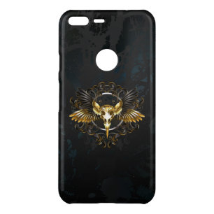 Golden Bird Skull on Black background Uncommon Google Pixel XL Case