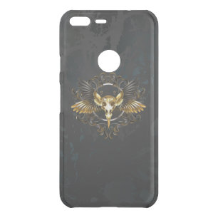 Golden Bird Skull on Black background Uncommon Google Pixel XL Case